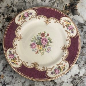 Floral Burgundy and Cream Decorative Plate